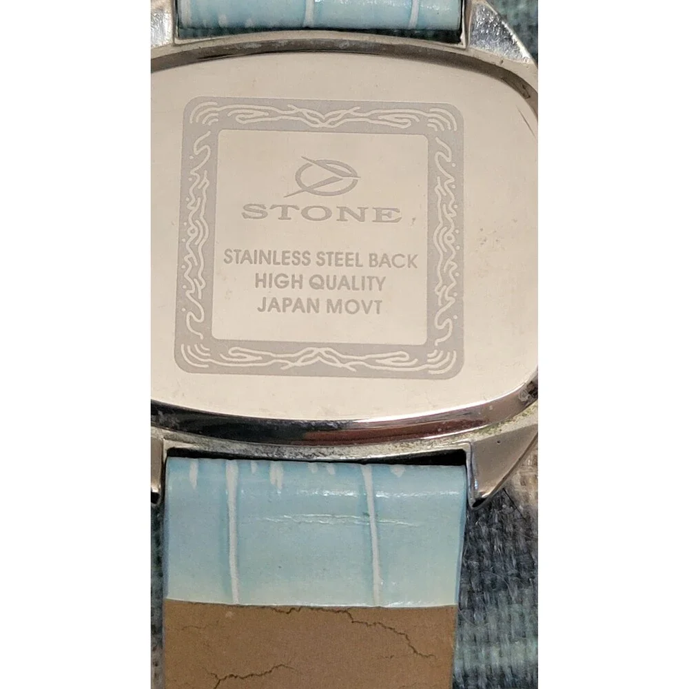 Stone & Co. Bling Watch – Aqua Blue Croc Leather Strap – Rhinestone Bezel